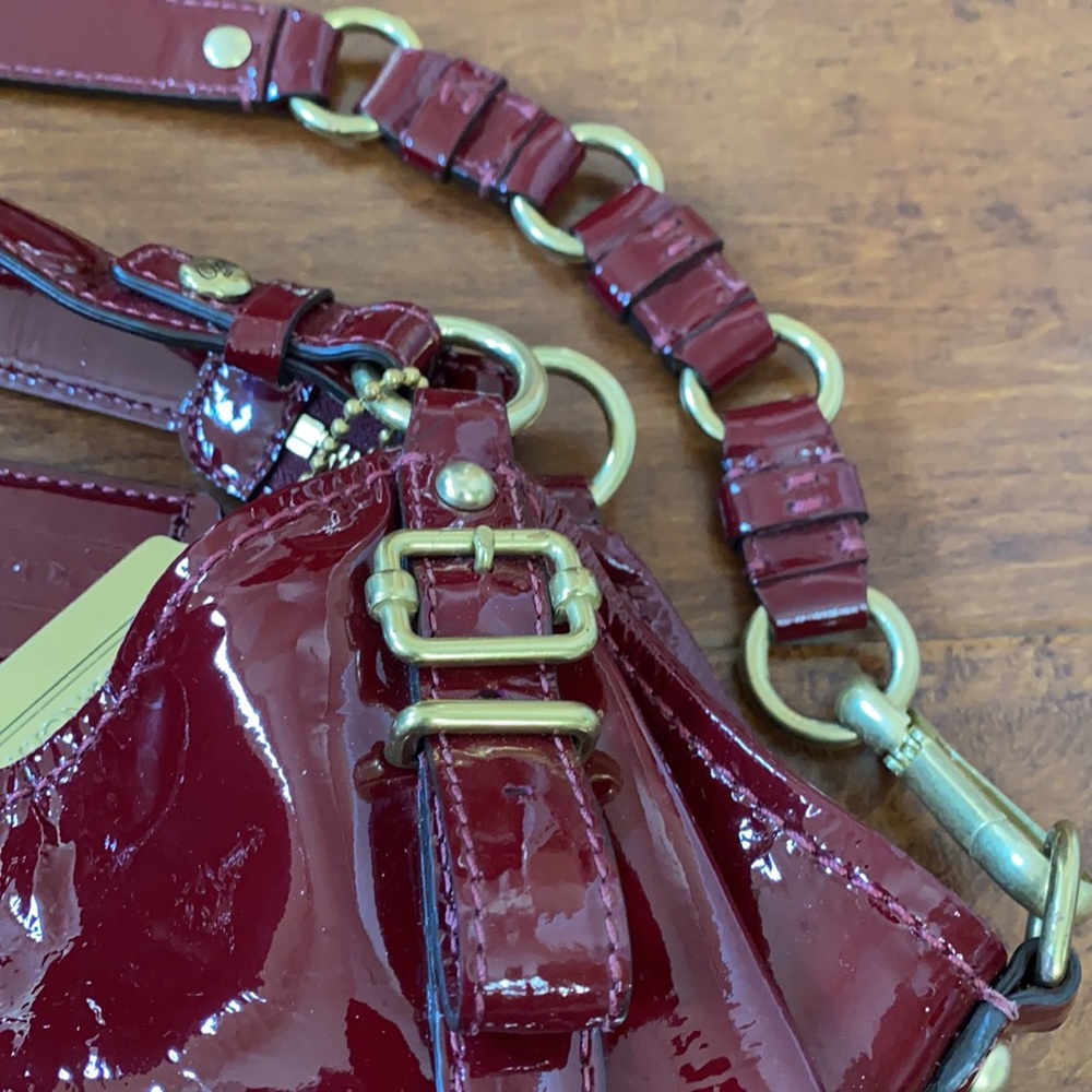 Coach Madison Burgundy Patent Leather Satchel - Picture 14 of 15